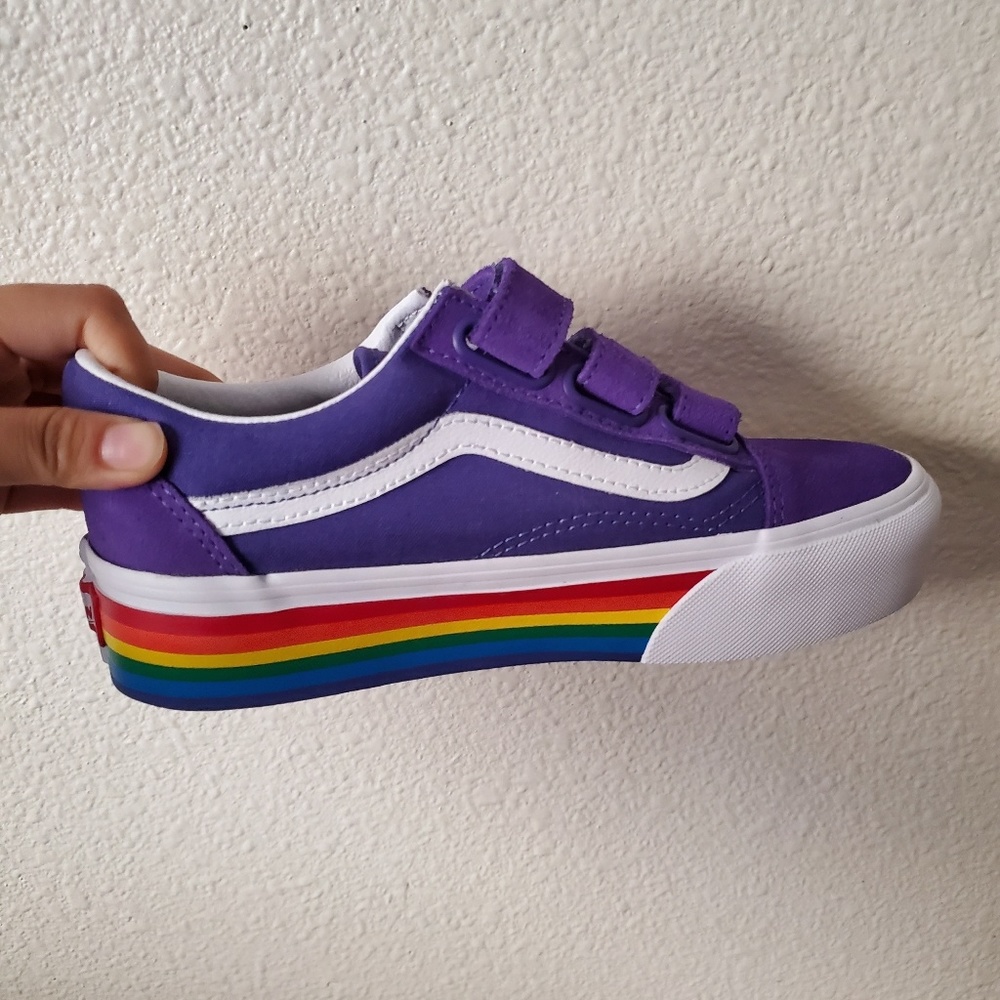 Vans old skool Velcro purple rainbow platforms